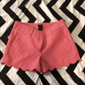Ann Taylor Petite Shorts Pink White Dot